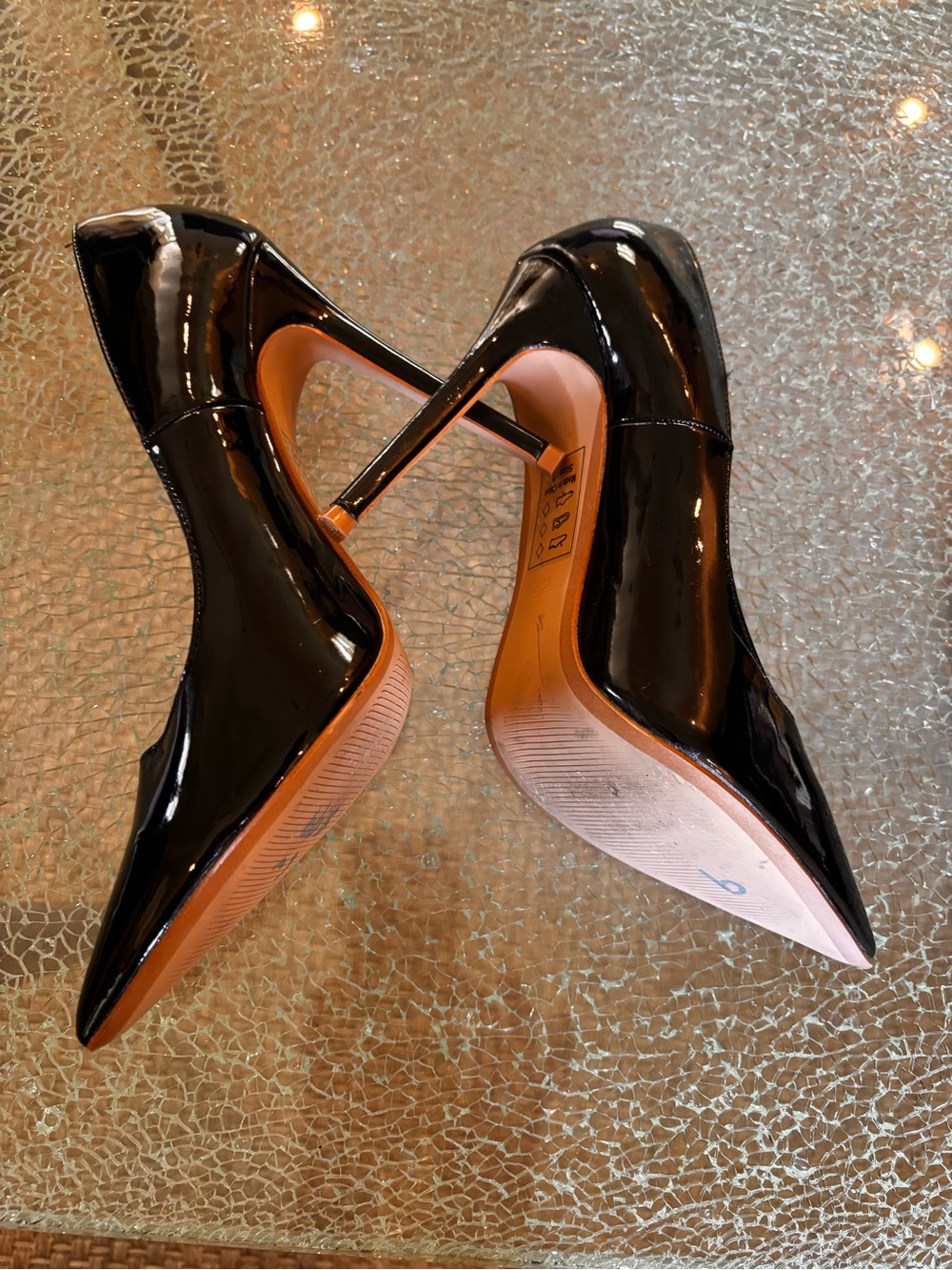 Classic Black Patent Pointed-Toe Stiletto Pumps size 8
